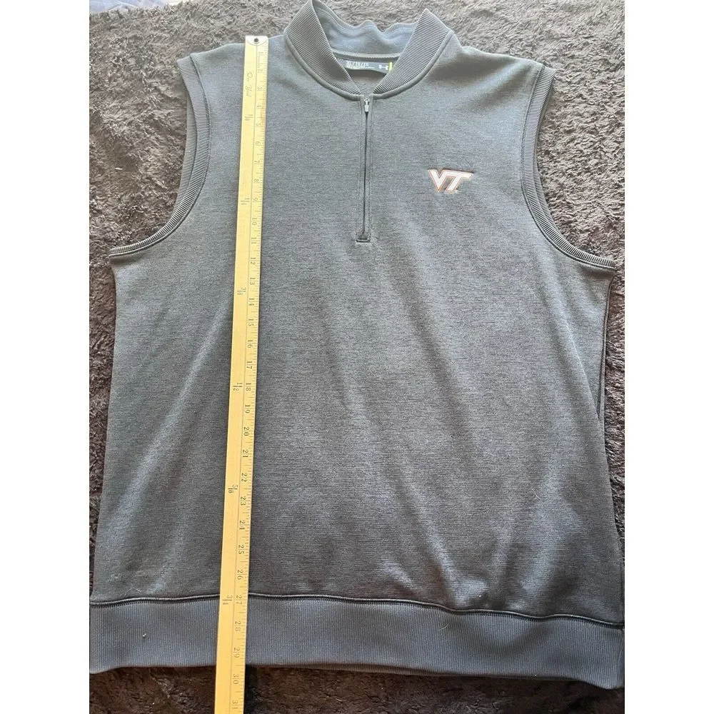 Under Armour Virginia Tech Hokies 1/4 Zip Cold‎ Gear Vest Gray Mens XL